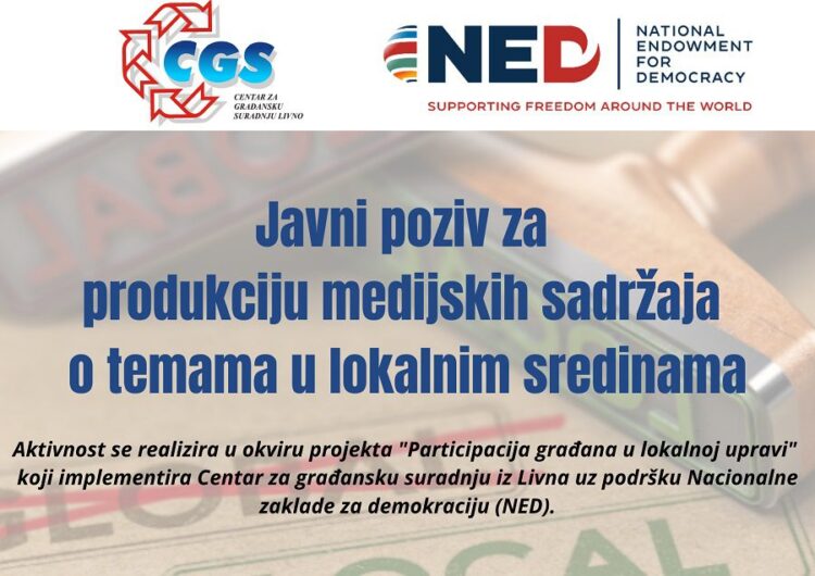 Javni poziv za produkciju medijskih sadržaja o temama u lokalnim sredinama